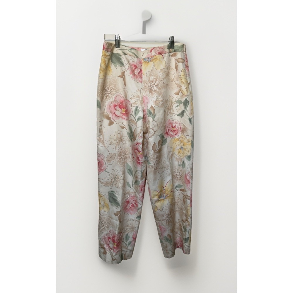 Talbots Silk Cotton Floral Pants Size 8P Pastels Lined Cottagecore New With Tags